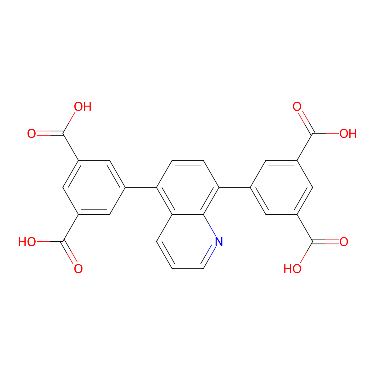 5-[5-(3,5-Dicarboxyphenyl)-8-quinolinyl]-1,3-benzenedicarboxylic acid molecular structure, CAS 1808928-82-6