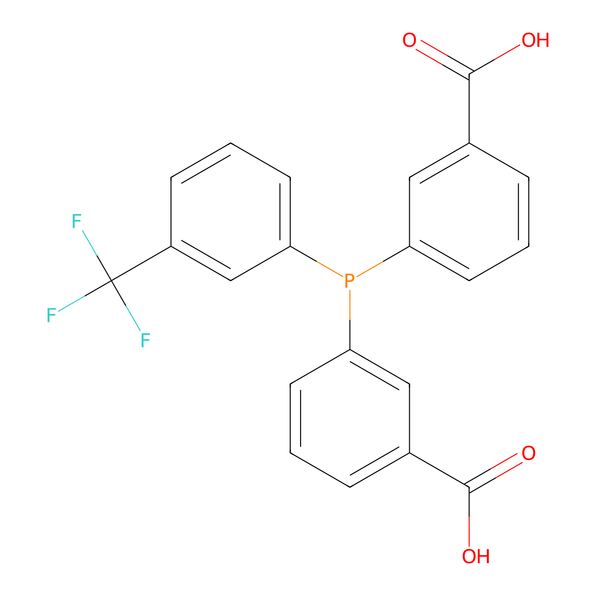 3,3'-((3-(Trifluoromethyl)phenyl)phosphanediyl)dibenzoic acid molecular structure, CAS 1808959-39-8