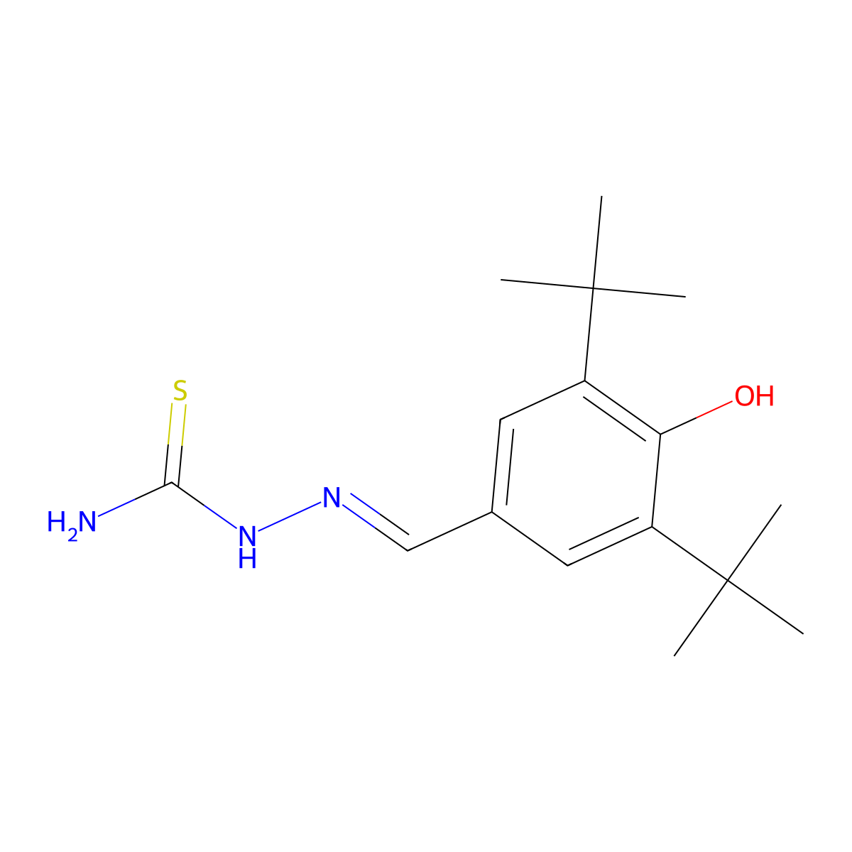 [(E)-[(3,5-di-tert-butyl-4-hydroxyphenyl)methylidene]amino]thiourea molecular structure, CAS 1808993-44-3