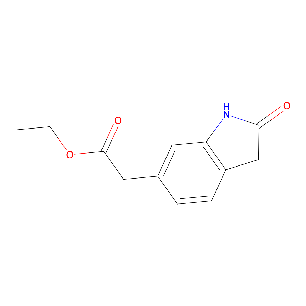ethyl 2-(2-oxo-2,3-dihydro-1H-indol-6-yl)acetate molecular structure, CAS 1809004-85-0