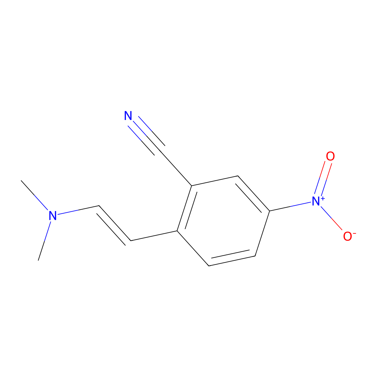 2-[(E)-2-(Dimethylamino)ethenyl]-5-nitrobenzonitrile molecular structure, CAS 1809020-30-1
