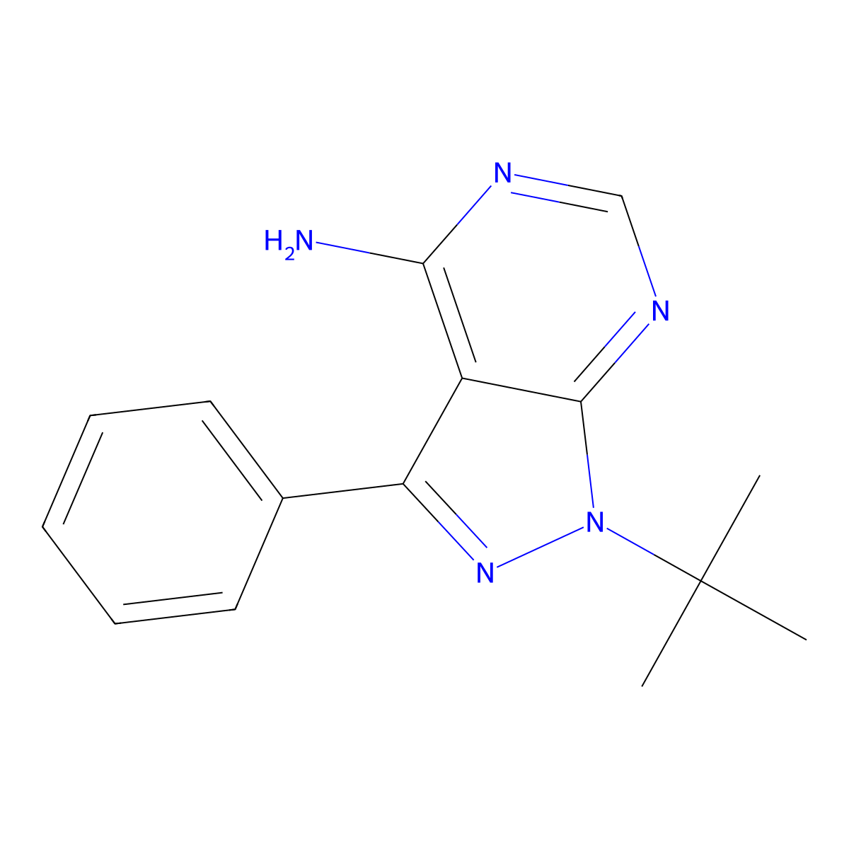 1-(tert-Butyl)-3-phenyl-1H-pyrazolo[3,4-d]pyrimidin-4-amine molecular structure, CAS 180903-16-6