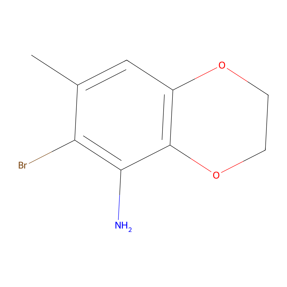 6-Bromo-7-methyl-2,3-dihydrobenzo[b][1,4]dioxin-5-amine molecular structure, CAS 1809036-21-2