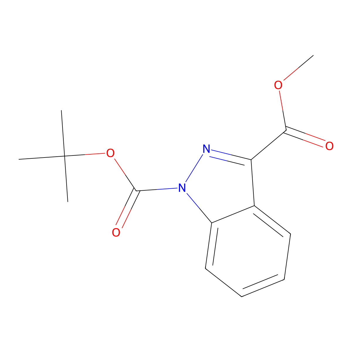 Tert-butyl methyl 1H-indazole-1,3-dicarboxylate molecular structure, CAS 1809050-45-0