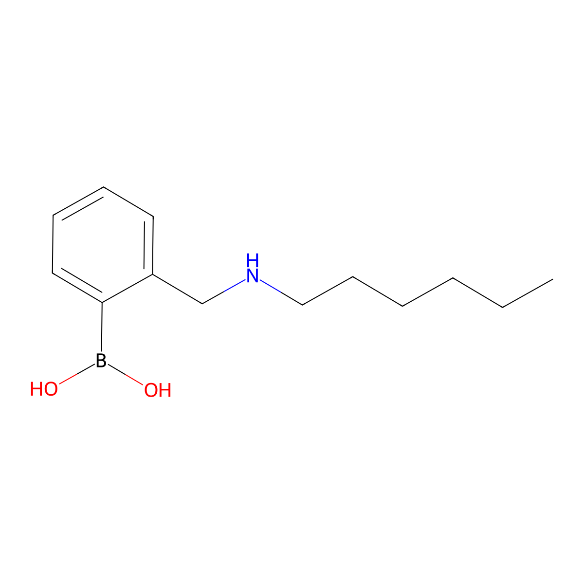 (2-((Hexylamino)methyl)phenyl)boronic acid molecular structure, CAS 1809063-96-4