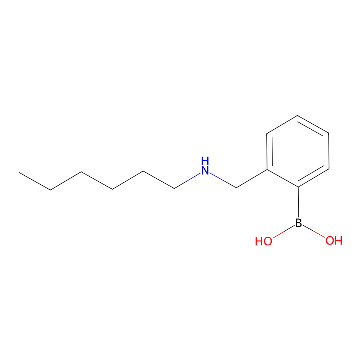 (2-((Hexylamino)methyl)phenyl)boronic acid molecular structure, CAS 1809063-96-4