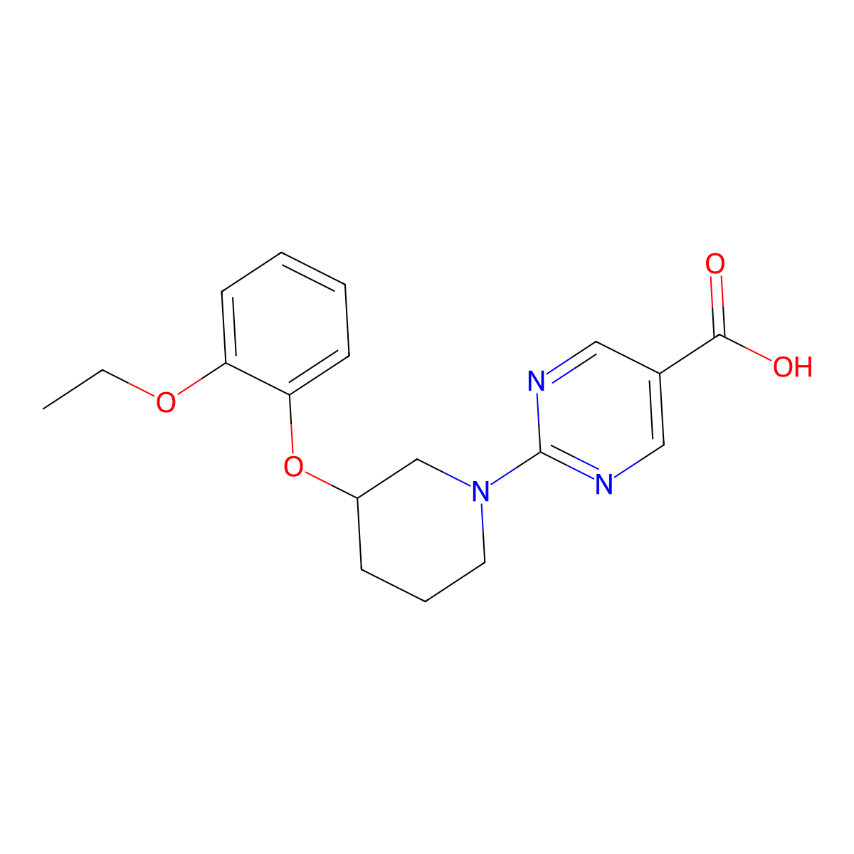 (R)-2-(3-(2-ethoxyphenoxy)piperidin-1-yl)pyrimidine-5-carboxylic acid molecular structure, CAS 1809064-89-8