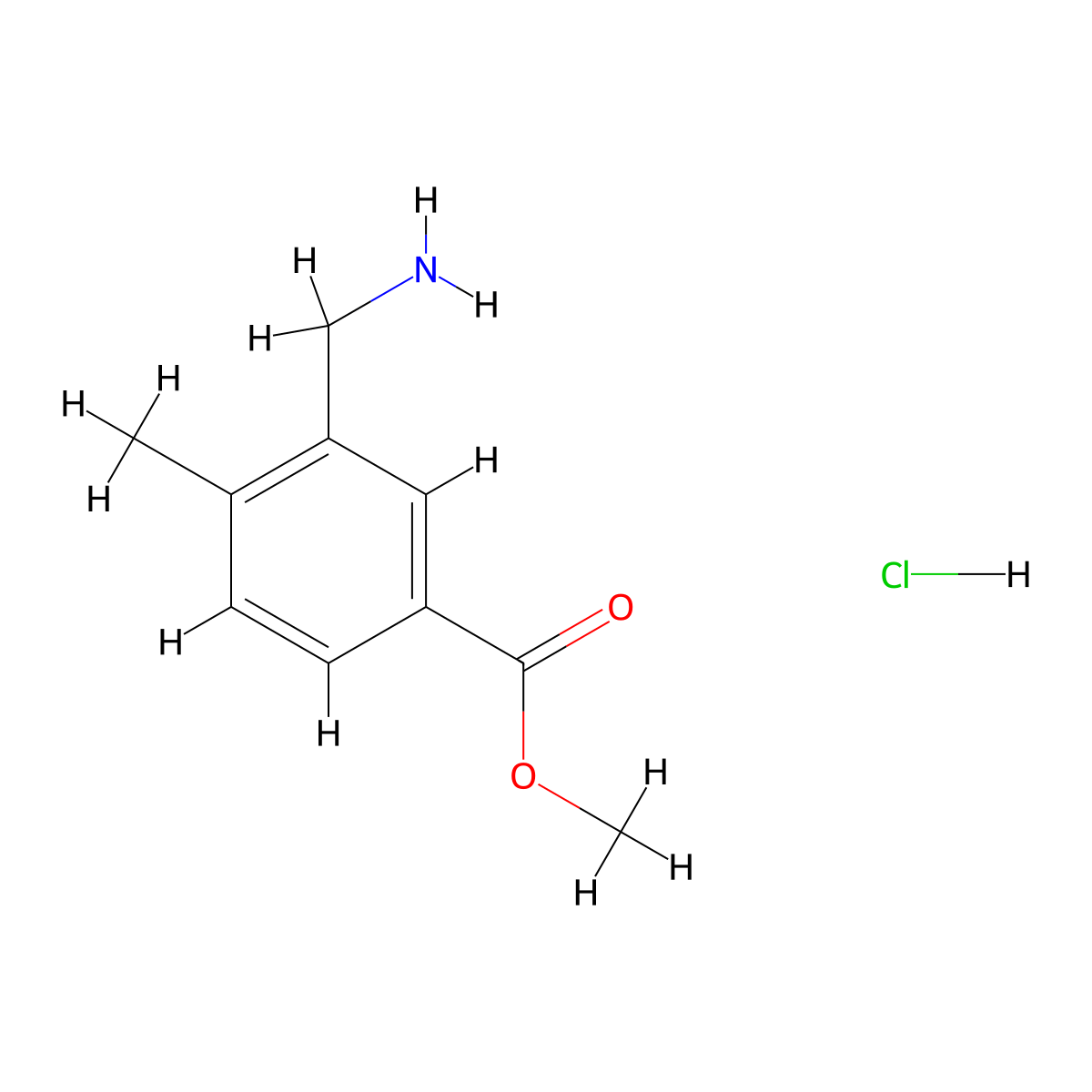 Methyl 3-(aminomethyl)-4-methylbenzoate hydrochloride molecular structure, CAS 1809064-97-8