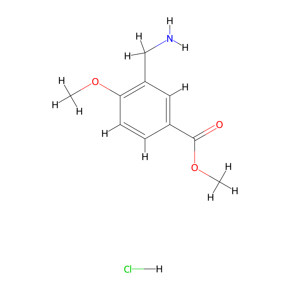 Methyl 3-(aminomethyl)-4-methoxybenzoate hydrochloride molecular structure, CAS 1809064-98-9