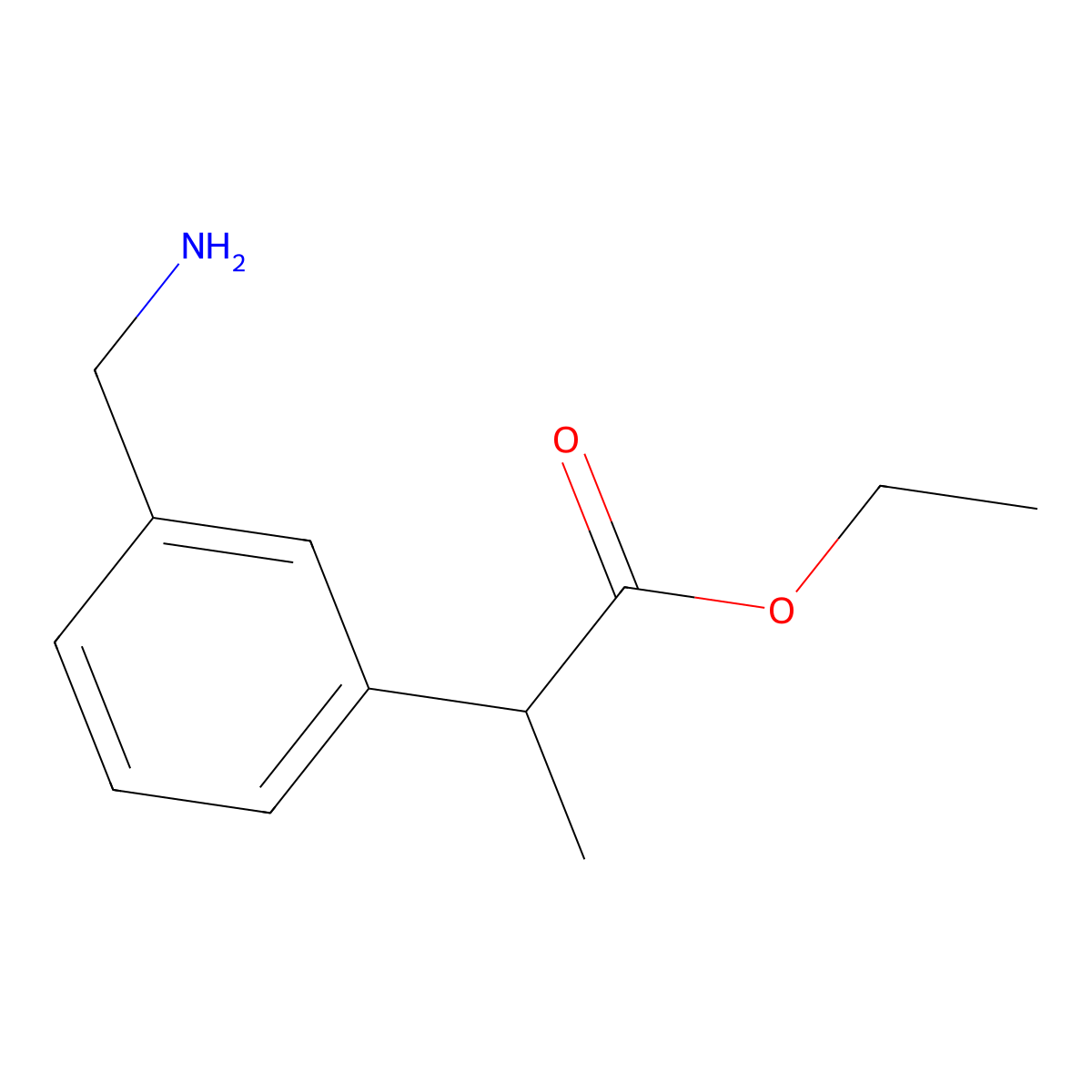 Ethyl 2-[3-(aminomethyl)phenyl]propanoate molecular structure, CAS 1809065-02-8