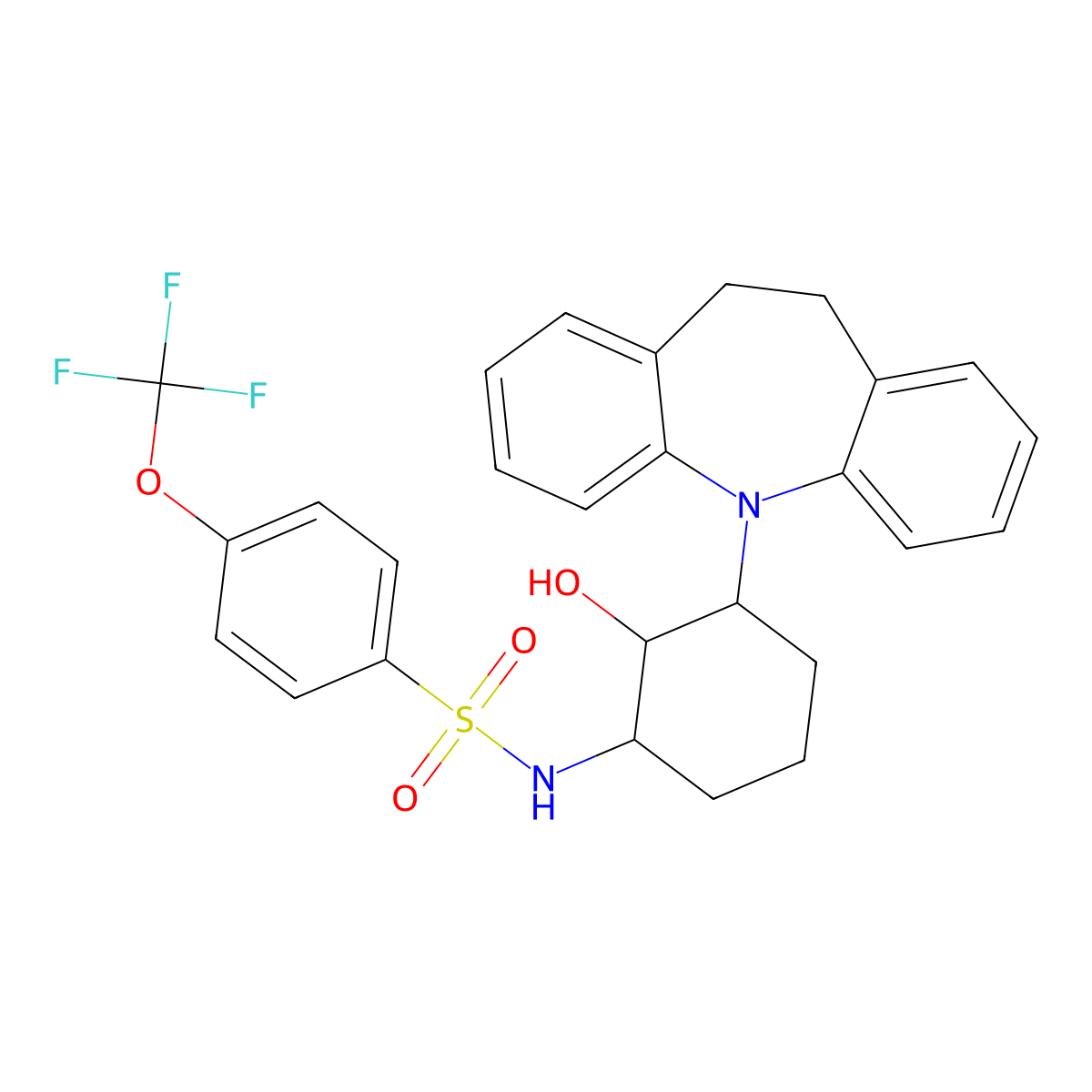 N-[(1S,2S,3R)-3-(5,6-Dihydrobenzo[b][1]benzazepin-11-yl)-2-hydroxycyclohexyl]-4-(trifluoromethoxy)benzenesulfonamide molecular structure, CAS 1809068-70-9