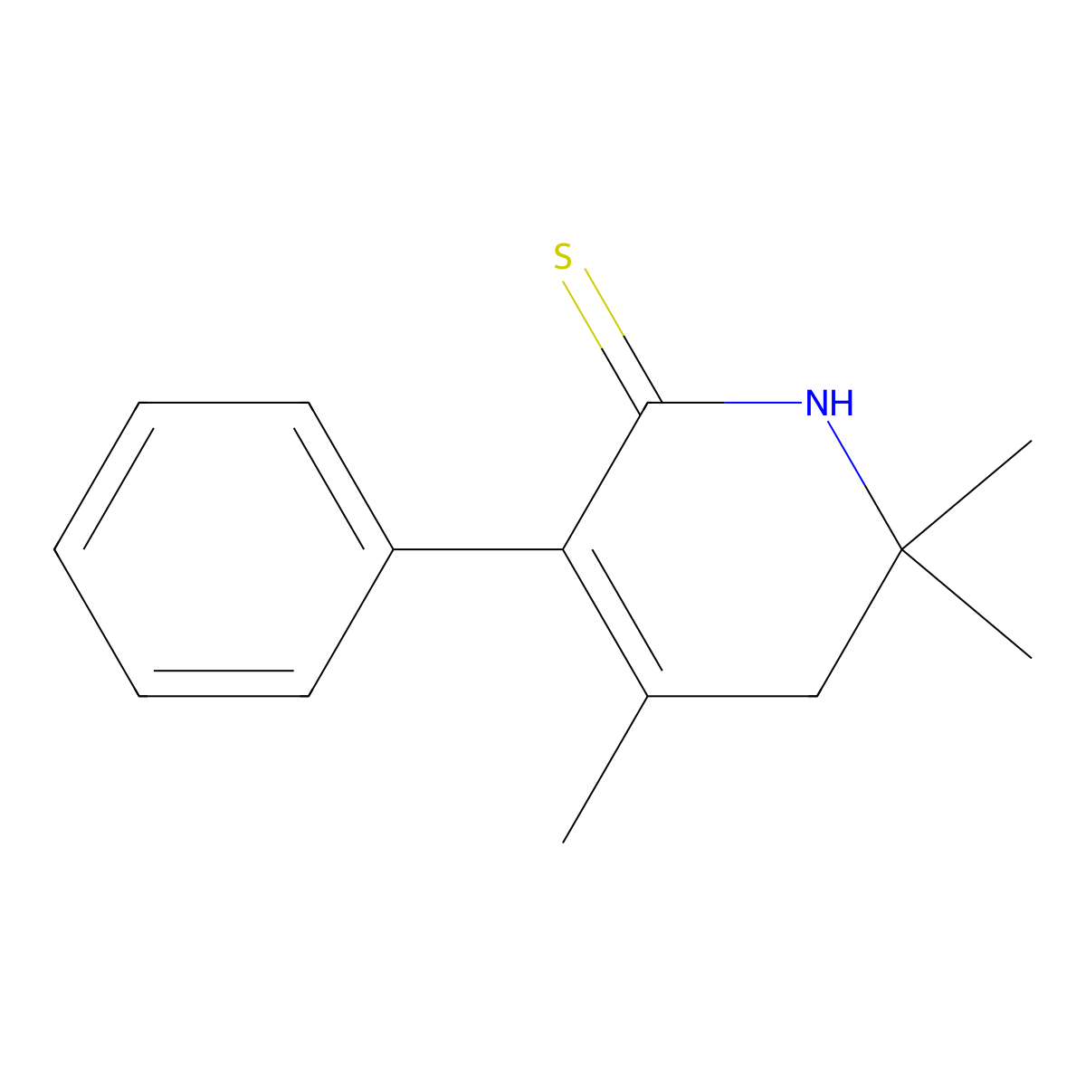2,2,4-Trimethyl-5-phenyl-1,3-dihydropyridine-6-thione molecular structure, CAS 180907-94-2