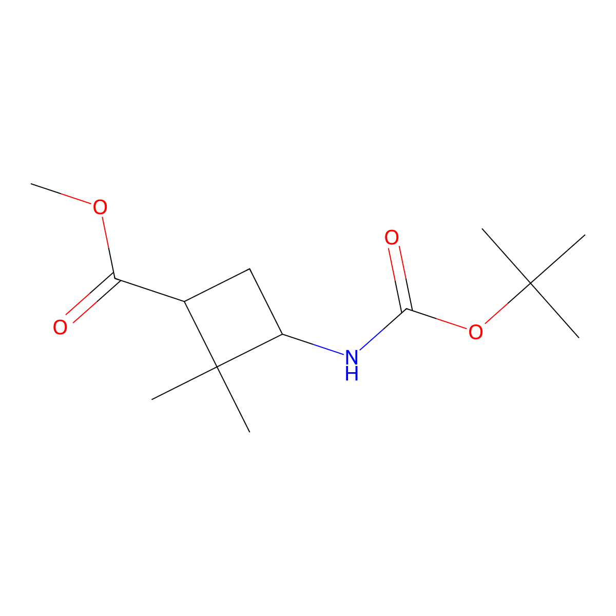 methyl (1S,3R)-3-(tert-butoxycarbonylamino)-2,2-dimethyl-cyclobutanecarboxylate molecular structure, CAS 1809088-76-3