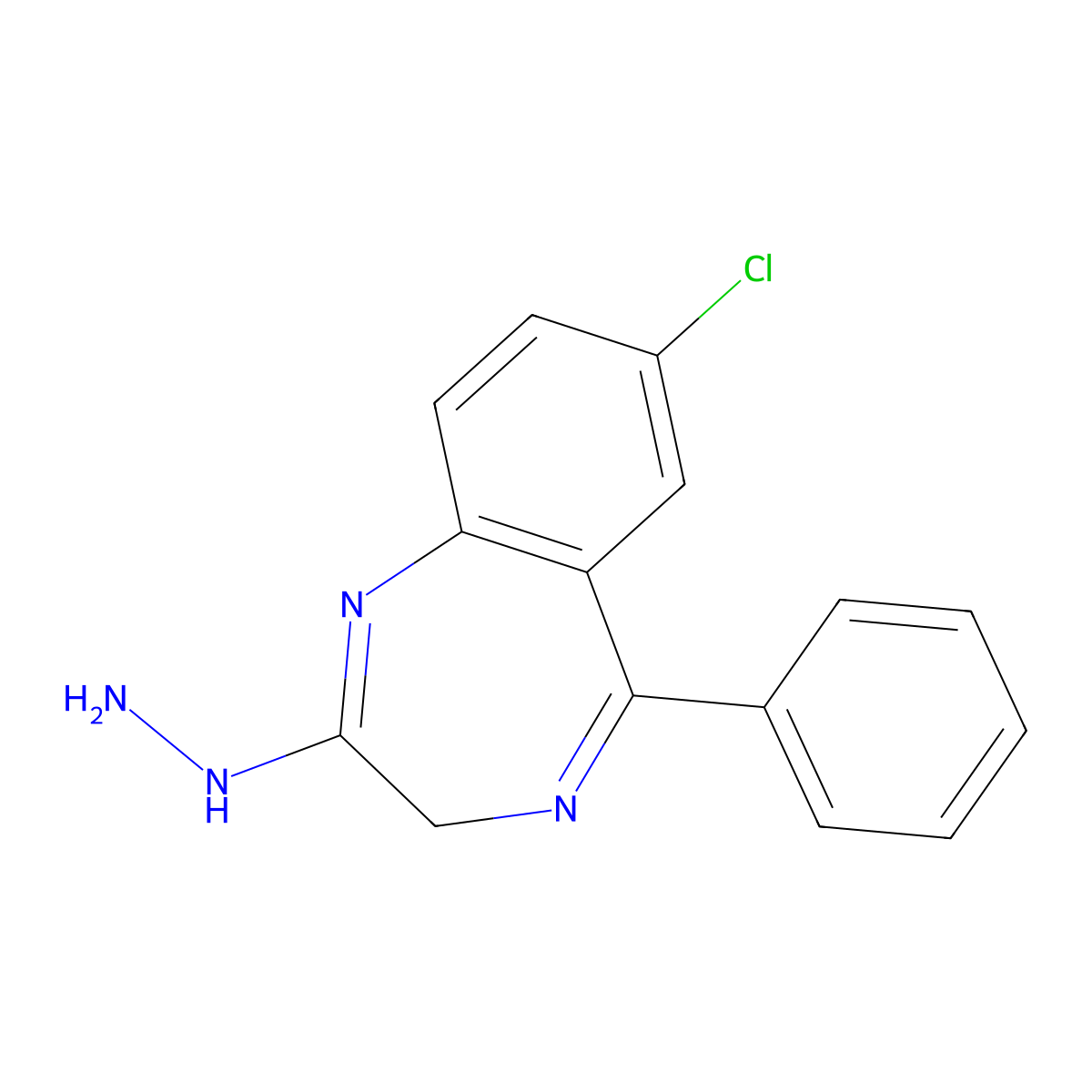 7-Chloro-2-hydrazinyl-5-phenyl-3H-1,4-benzodiazepine molecular structure, CAS 18091-89-9