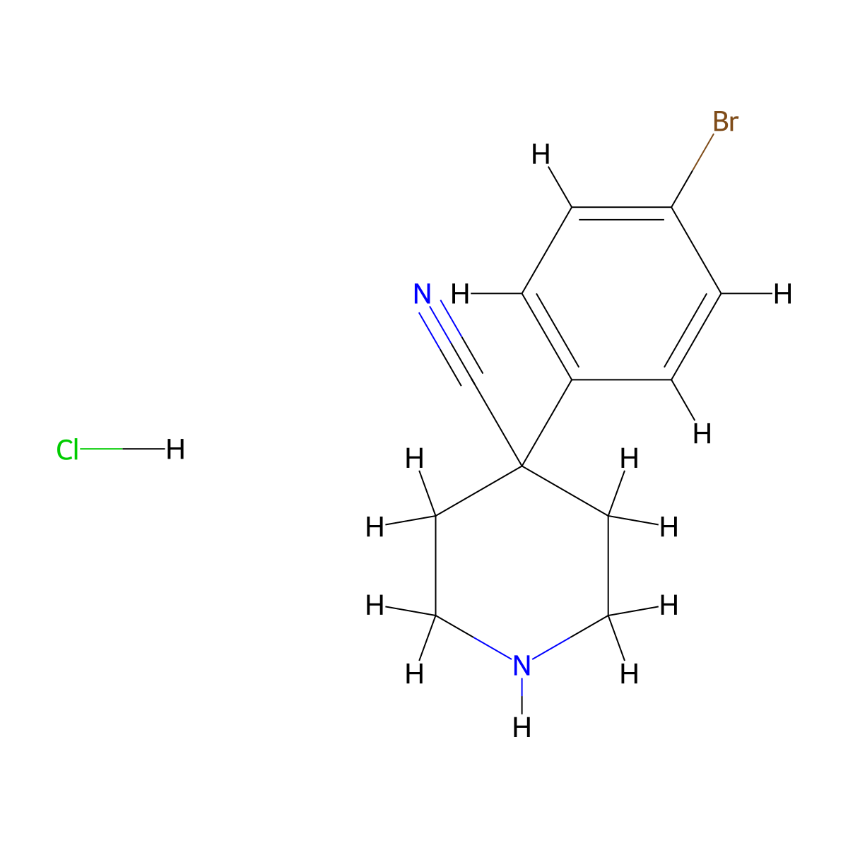 4-(4-Bromophenyl)piperidine-4-carbonitrile hydrochloride molecular structure, CAS 1809152-76-8
