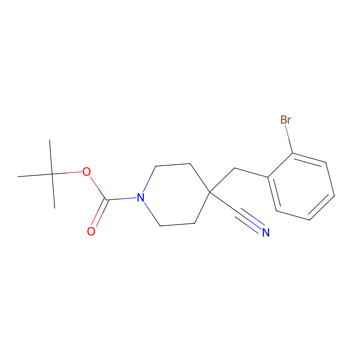 Tert-butyl 4-[(2-bromophenyl)methyl]-4-cyanopiperidine-1-carboxylate molecular structure, CAS 1809153-35-2