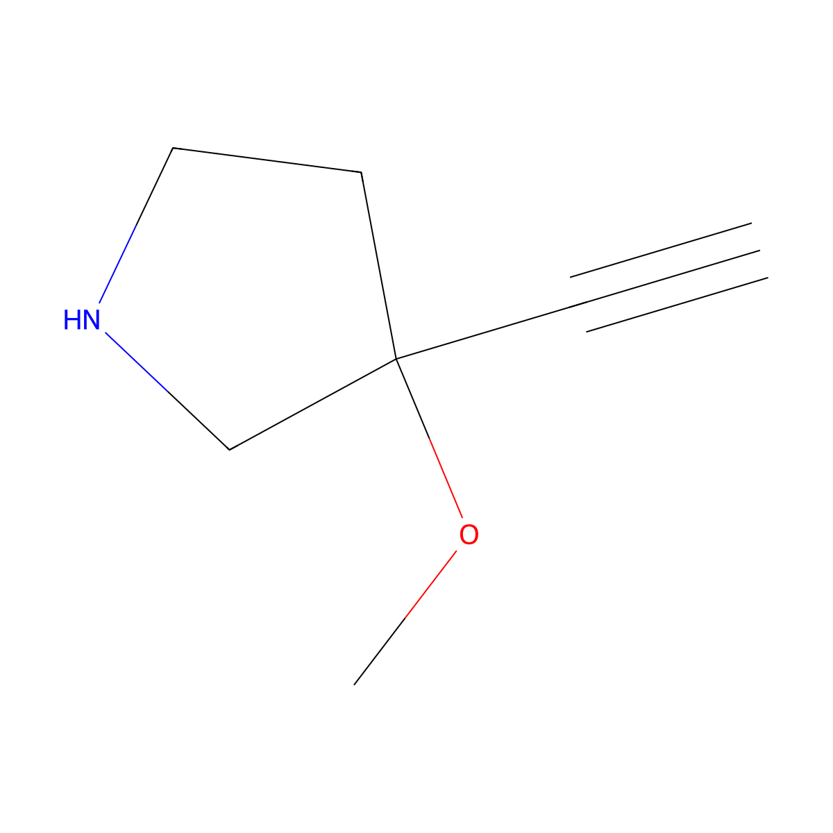 3-Ethynyl-3-methoxypyrrolidine molecular structure, CAS 1809153-83-0