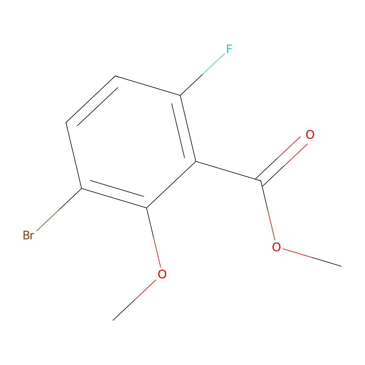 Methyl 3-bromo-6-fluoro-2-methoxybenzoate molecular structure, CAS 1809157-87-6