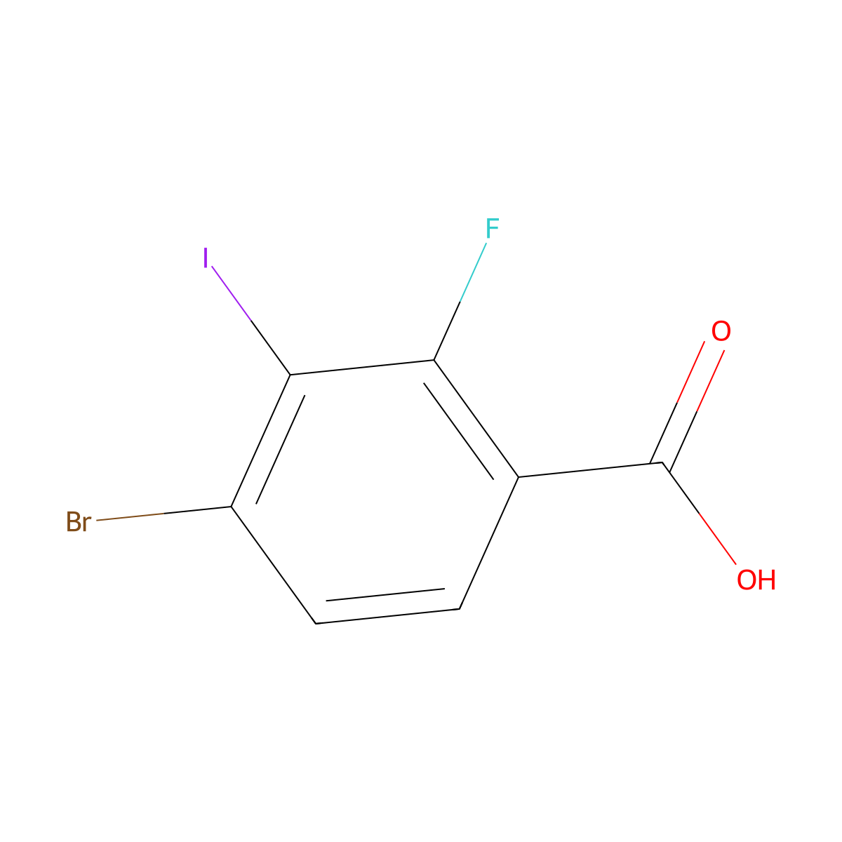 4-Bromo-2-fluoro-3-iodobenzoic acid molecular structure, CAS 1809157-98-9