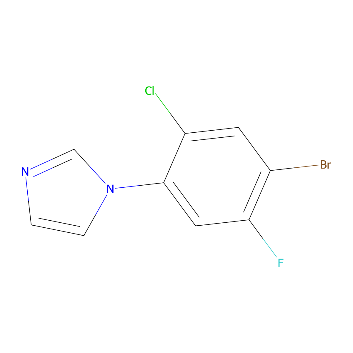 1-(4-Bromo-2-chloro-5-fluorophenyl)-1H-imidazole molecular structure, CAS 1809158-00-6