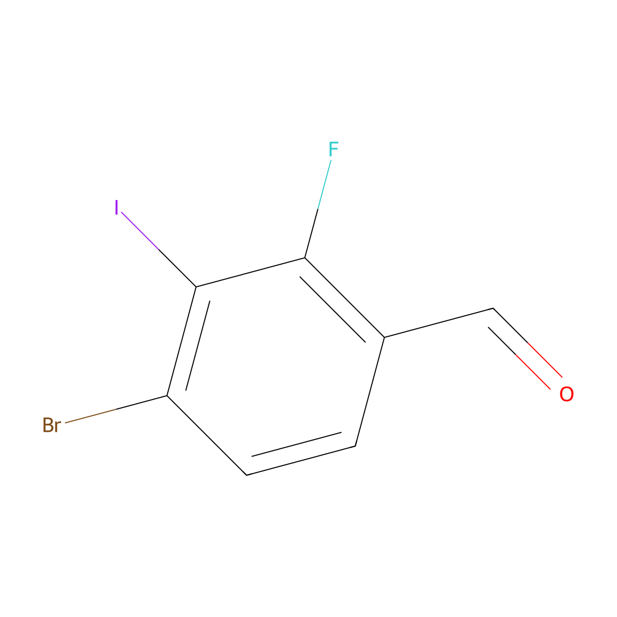 4-Bromo-2-fluoro-3-iodobenzaldehyde molecular structure, CAS 1809158-07-3