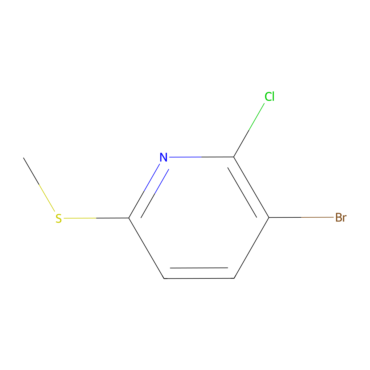 3-Bromo-2-chloro-6-(methylthio)pyridine molecular structure, CAS 1809158-14-2