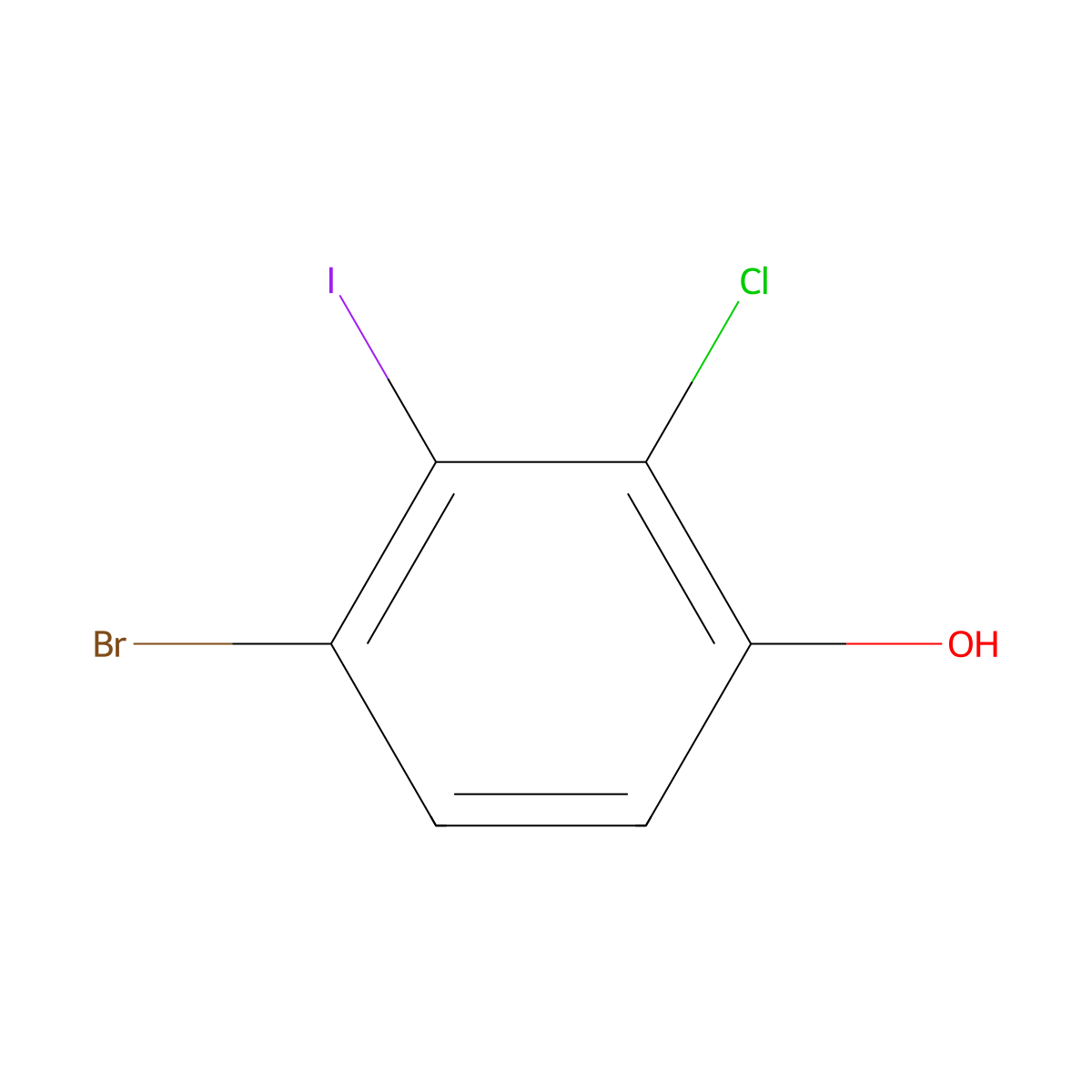 4-Bromo-2-chloro-3-iodophenol molecular structure, CAS 1809158-15-3