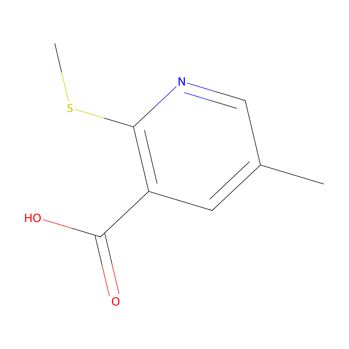 2-(Methylthio)-5-methylpyridine-3-carboxylic acid molecular structure, CAS 1809158-18-6