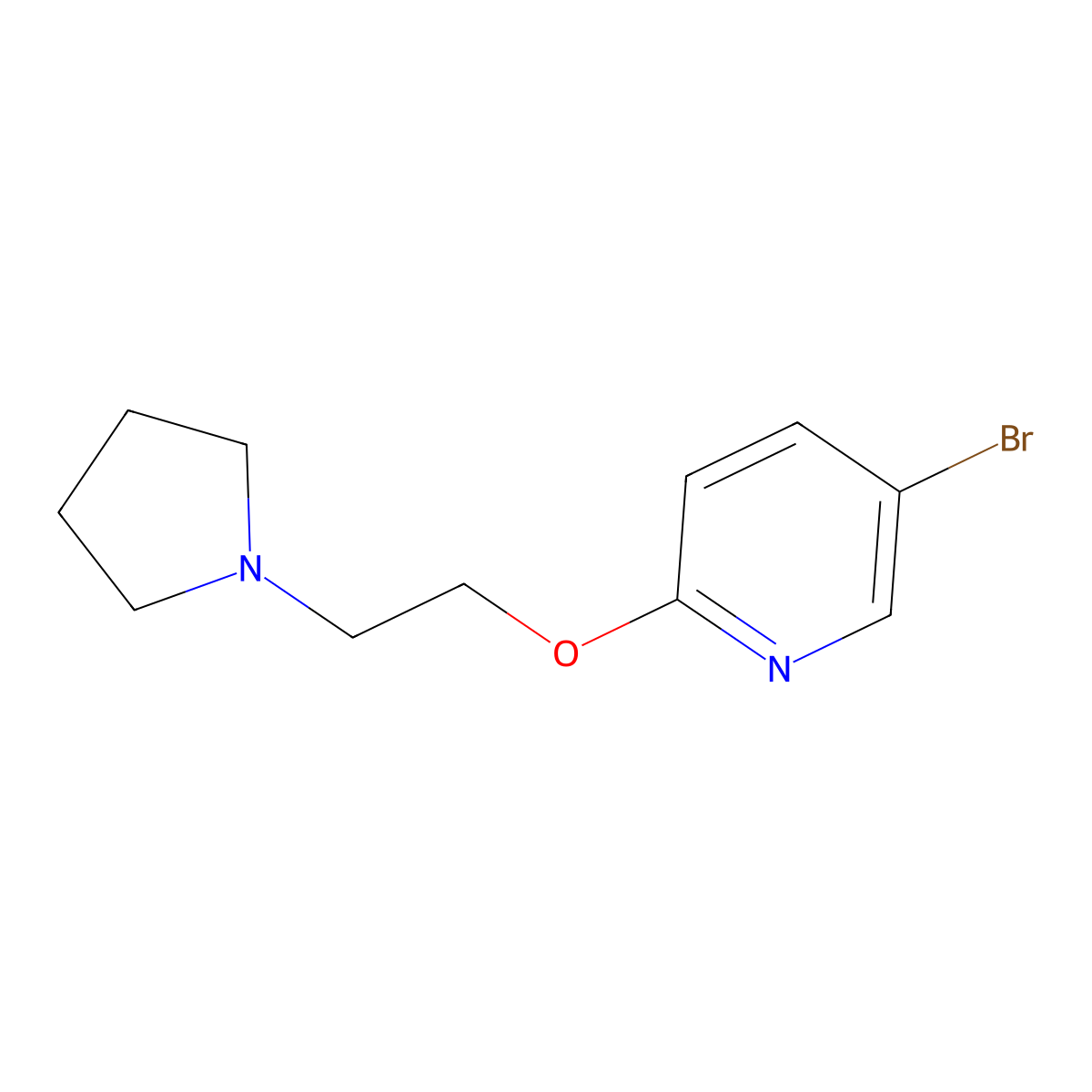 5-Bromo-2-(2-(pyrrolidin-1-yl)ethoxy)pyridine molecular structure, CAS 180916-06-7