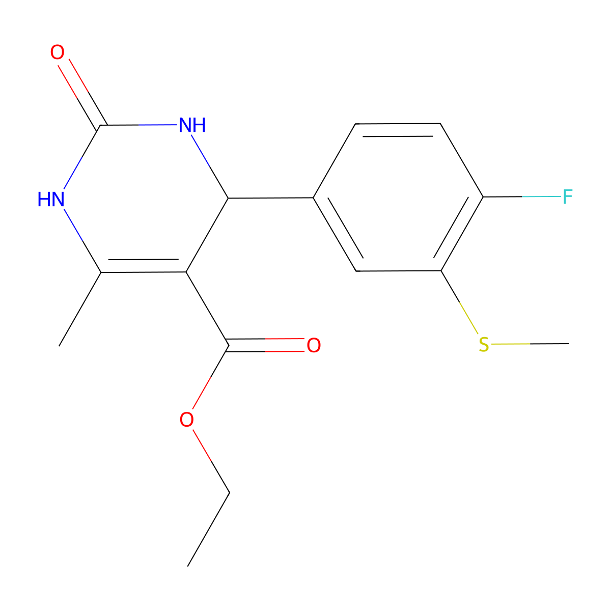 Ethyl 4-(4-fluoro-3-methylthiophenyl)-6-methyl-2-oxo-1,2,3,4-tetrahydropyrimidine-5-carboxylate molecular structure, CAS 1809161-47-4
