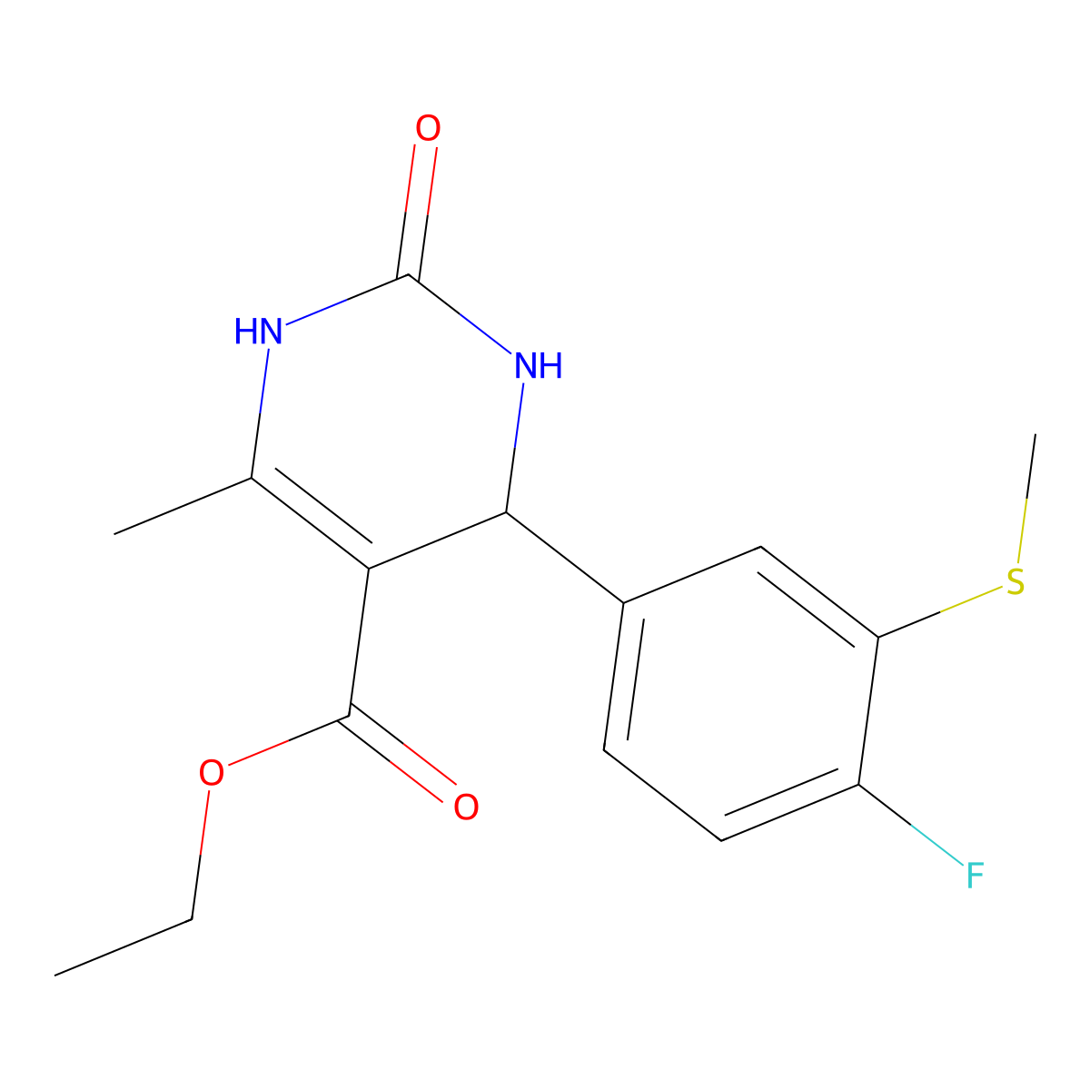 Ethyl 4-(4-fluoro-3-methylthiophenyl)-6-methyl-2-oxo-1,2,3,4-tetrahydropyrimidine-5-carboxylate molecular structure, CAS 1809161-47-4