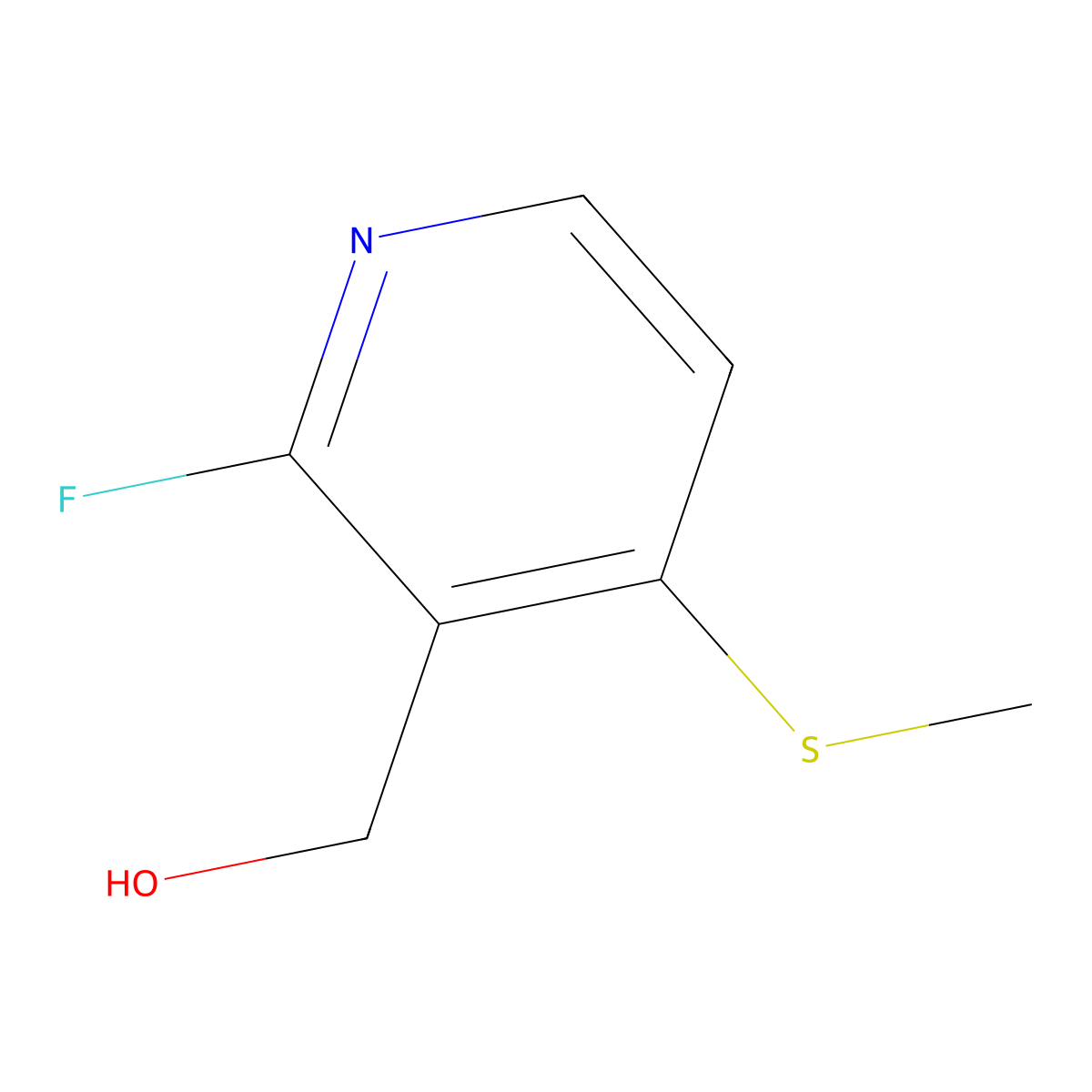 2-Fluoro-4-(methylthio)-3-pyridinemethanol molecular structure, CAS 1809161-48-5