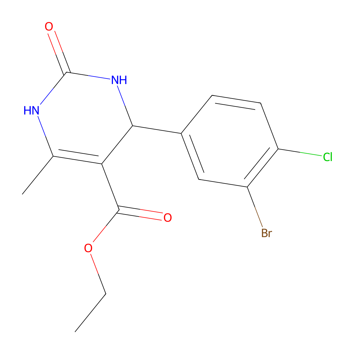 Ethyl 4-(3-bromo-4-chlorophenyl)-6-methyl-2-oxo-1,2,3,4-tetrahydropyrimidine-5-carboxylate molecular structure, CAS 1809161-52-1