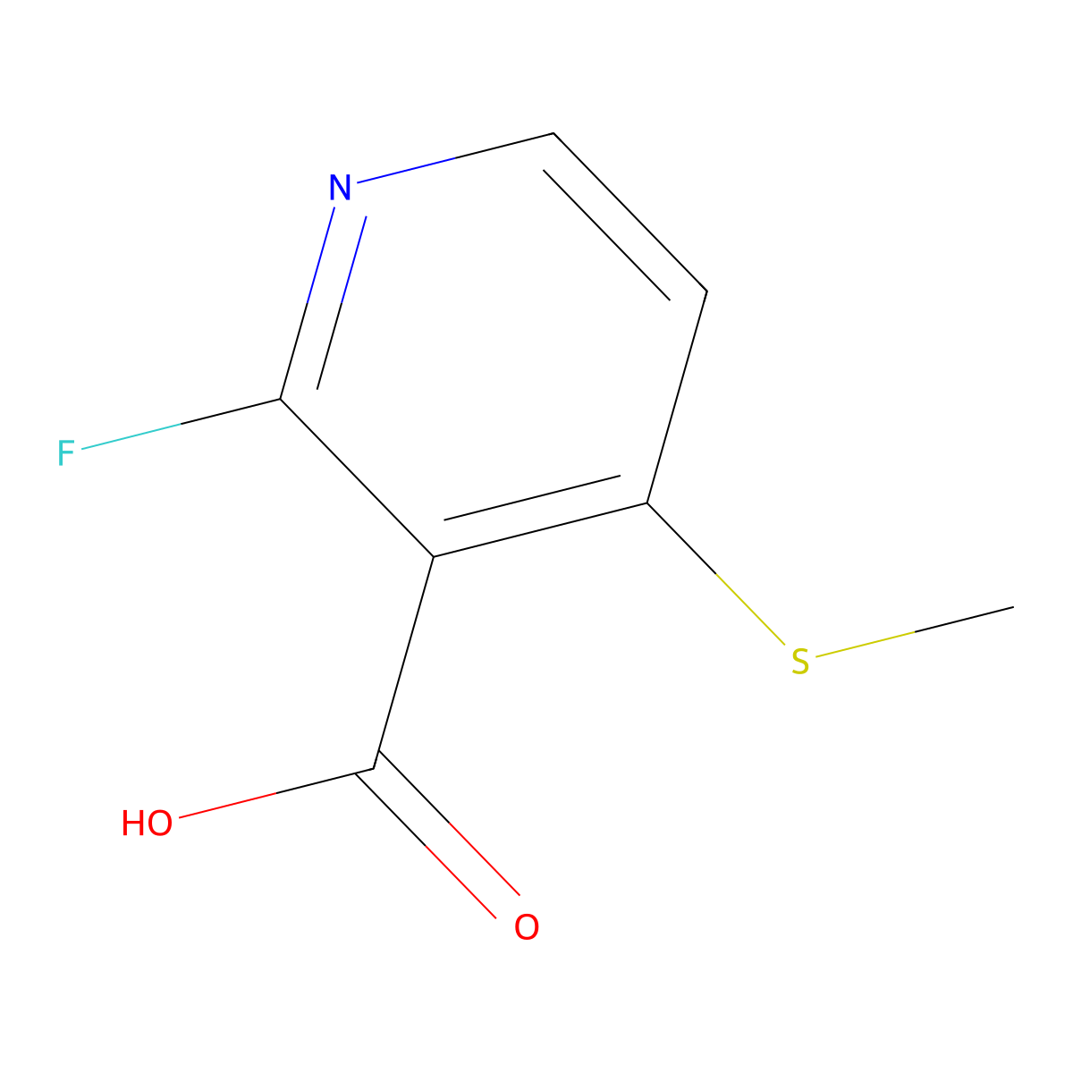 2-Fluoro-4-(methylsulfanyl)pyridine-3-carboxylic acid molecular structure, CAS 1809161-53-2