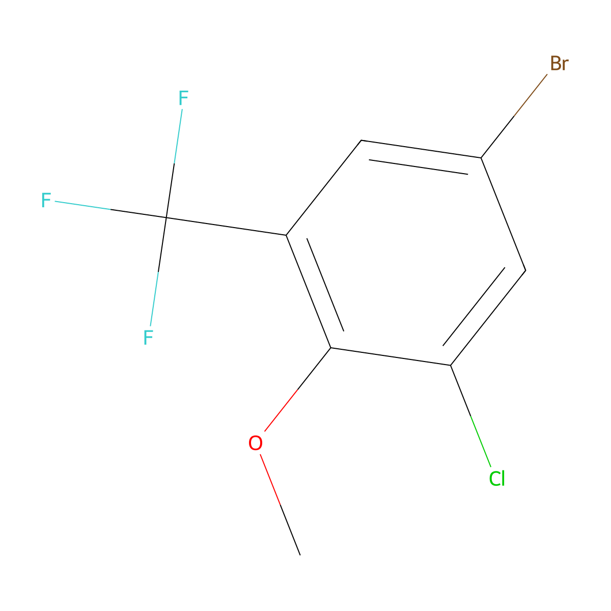 1-Bromo-3-chloro-4-methoxy-5-(trifluoromethyl)benzene molecular structure, CAS 1809161-58-7
