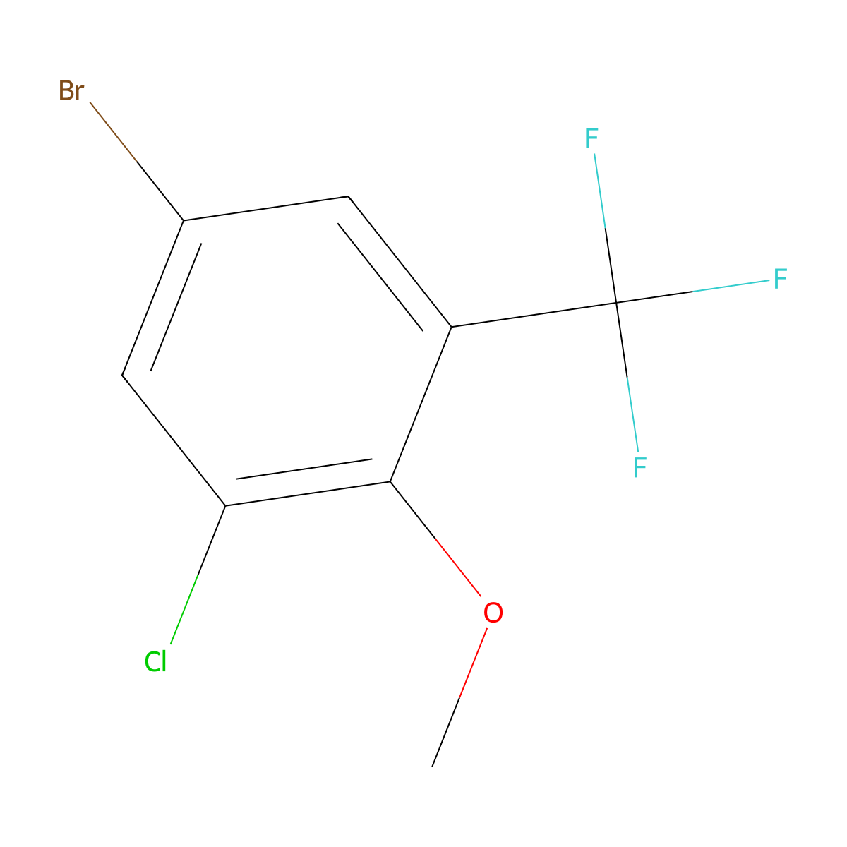 1-Bromo-3-chloro-4-methoxy-5-(trifluoromethyl)benzene molecular structure, CAS 1809161-58-7