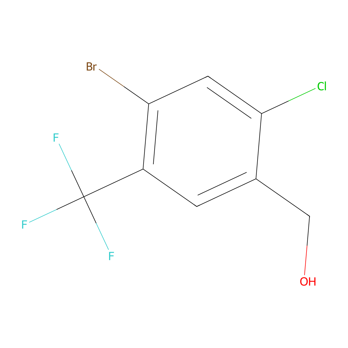 4-Bromo-2-chloro-5-(trifluoromethyl)benzyl alcohol molecular structure, CAS 1809161-59-8