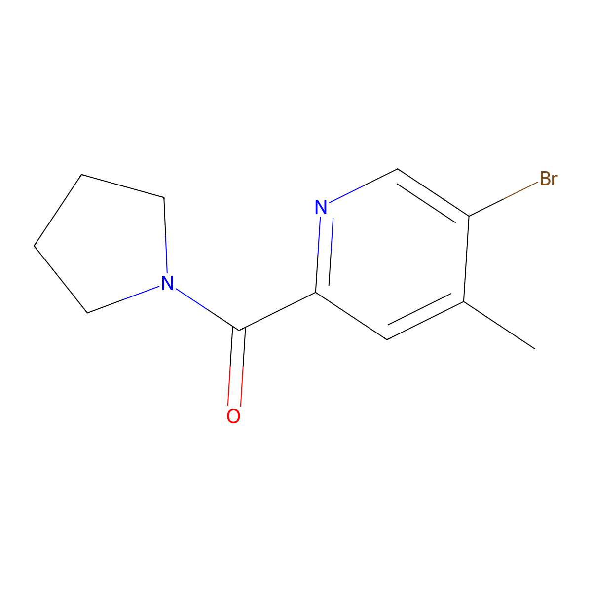 5-Bromo-4-methyl-2-(pyrrolidin-1-ylcarbonyl)pyridine molecular structure, CAS 1809161-69-0