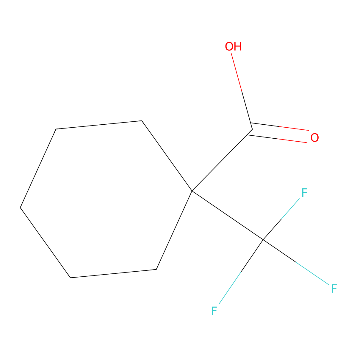 1-(Trifluoromethyl)cyclohexane-1-carboxylic acid molecular structure, CAS 180918-40-5