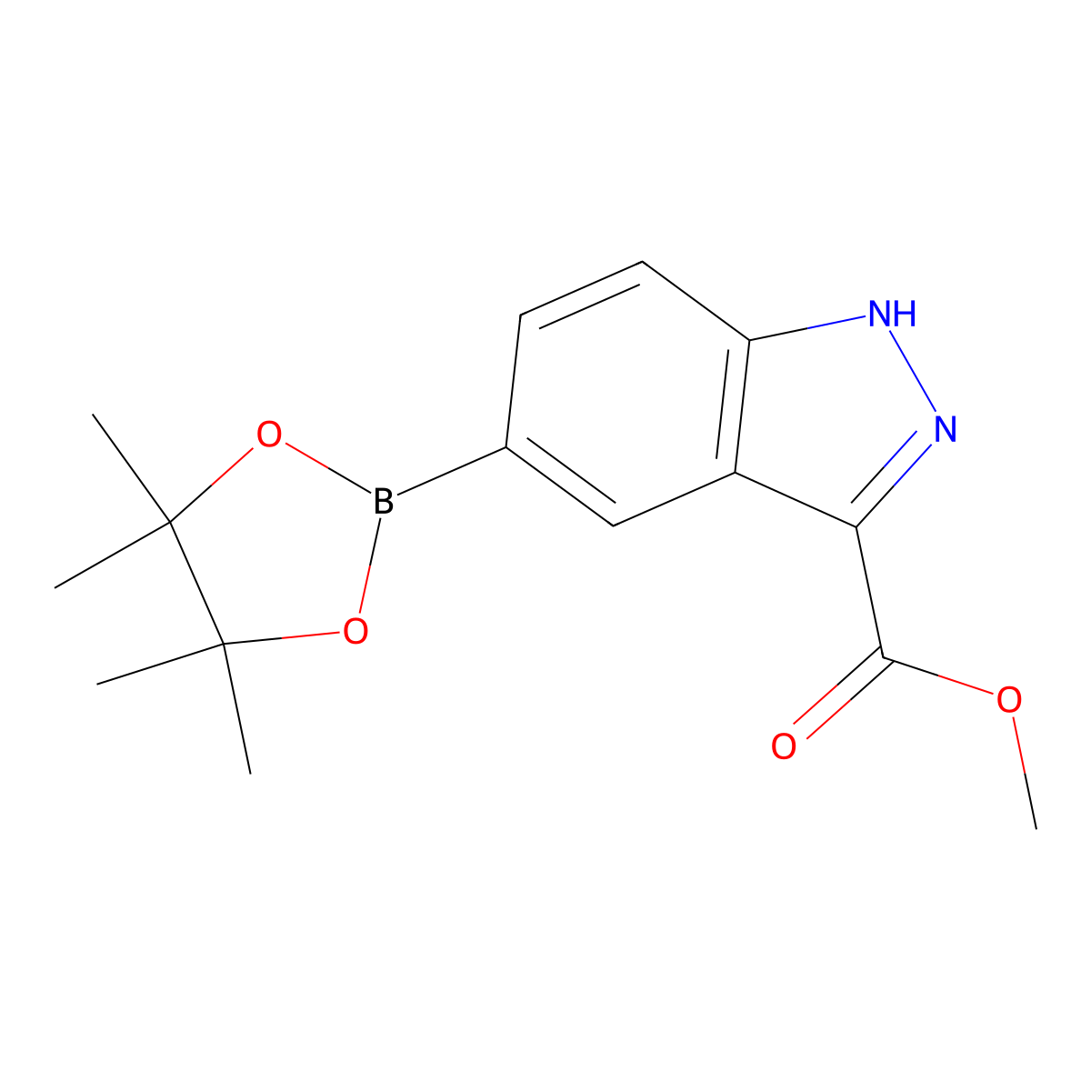 Methyl 5-(4,4,5,5-tetramethyl-1,3,2-dioxaborolan-2-yl)-1H-indazole-3-carboxylate molecular structure, CAS 1809202-97-8