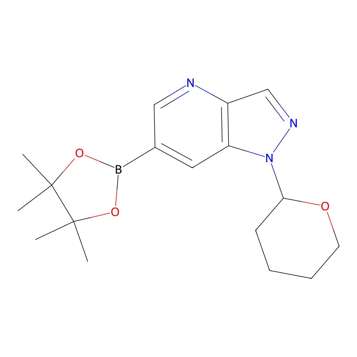 1-(Tetrahydro-2H-pyran-2-yl)-6-(4,4,5,5-tetramethyl-1,3,2-dioxaborolan-2-yl)-1H-pyrazolo[4,3-b]pyridine molecular structure, CAS 1809203-80-2