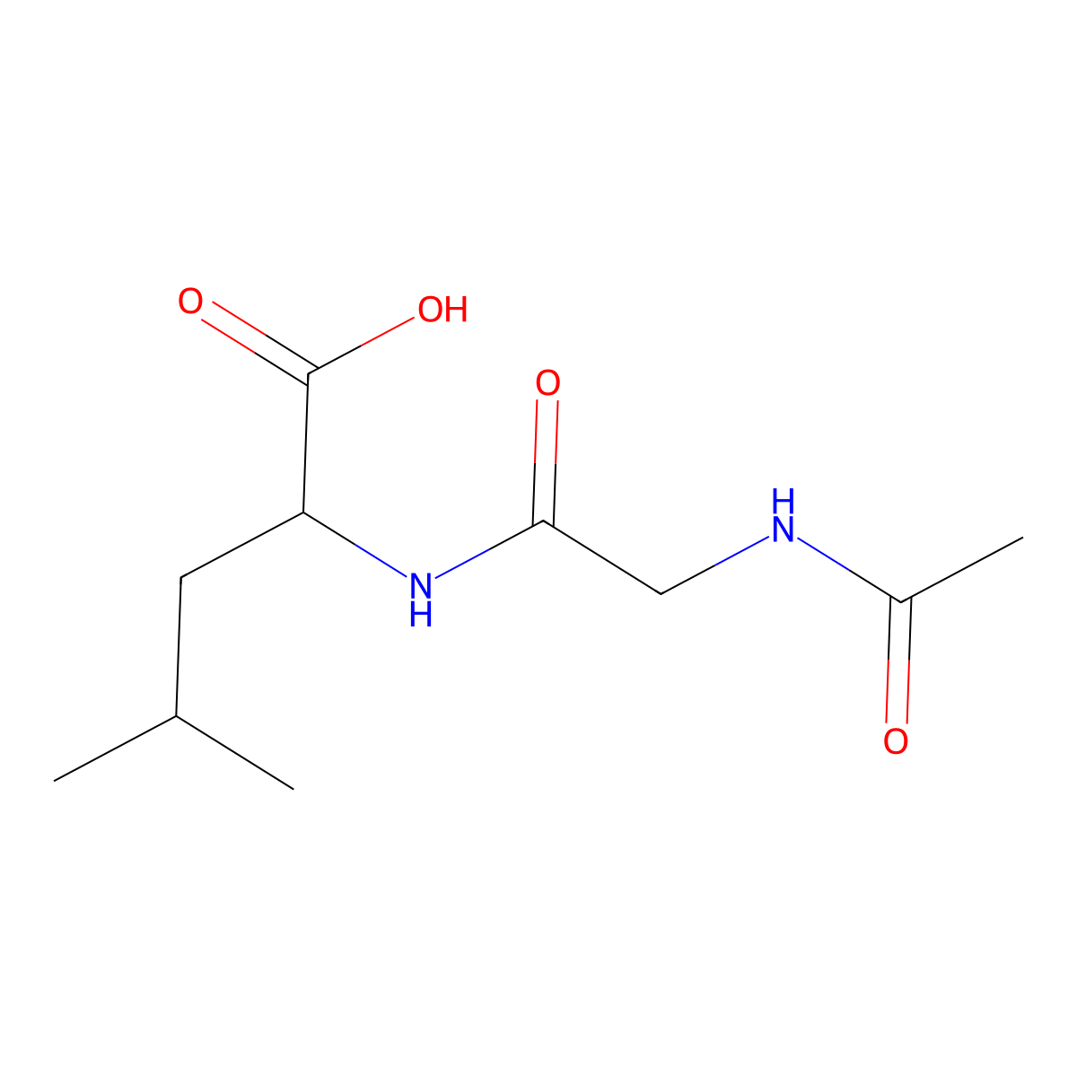 2-[(2-Acetamidoacetyl)amino]-4-methylpentanoic acid molecular structure, CAS 180923-15-3