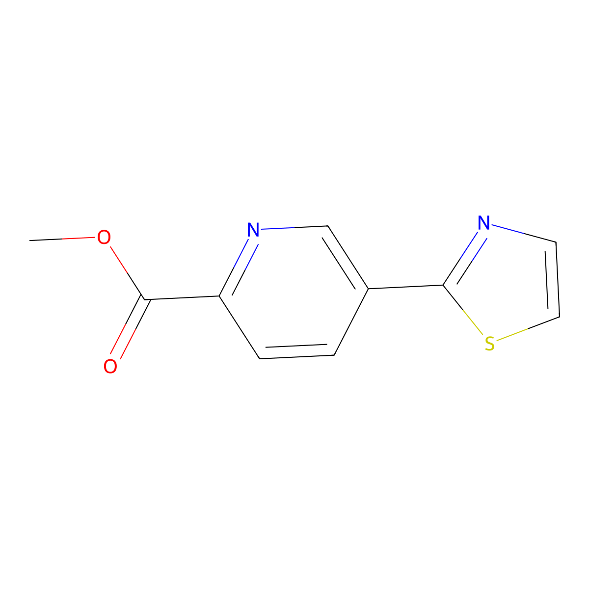 Methyl 5-(thiazol-2-yl)pyridine-2-carboxylate molecular structure, CAS 1809268-33-4