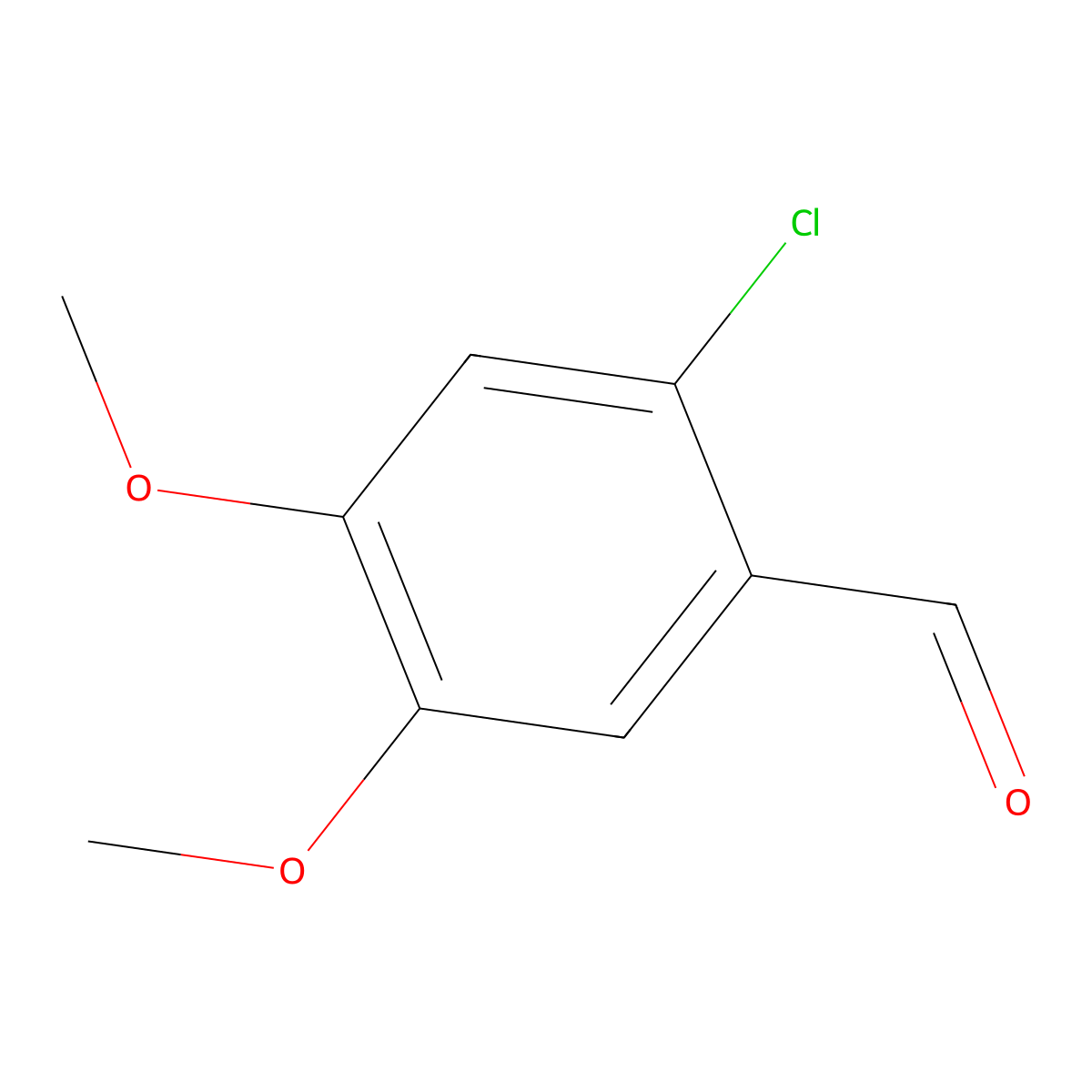2-Chloro-4,5-dimethoxybenzaldehyde molecular structure, CAS 18093-05-5