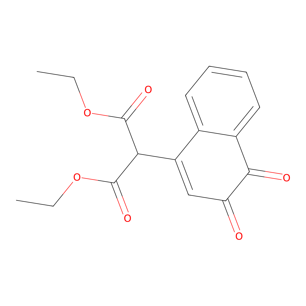Q186 4-(Bis(ethoxycarbonyl)methyl)-1,2-naphthoquinone molecular structure, CAS 18093-47-5