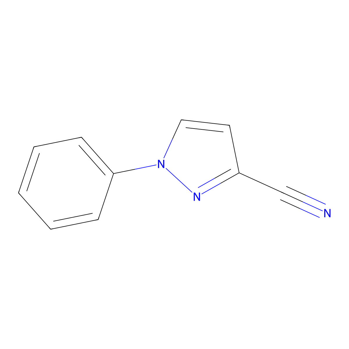 1H-Pyrazole-3-carbonitrile, 1-phenyl- molecular structure, CAS 18093-85-1