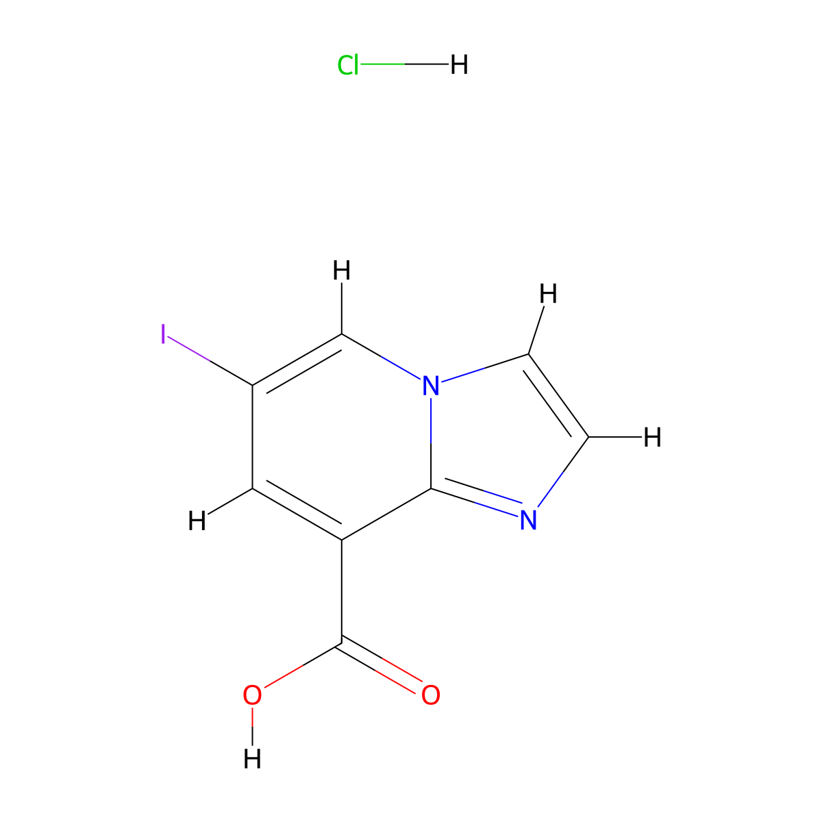 6-Iodoimidazo[1,2-a]pyridine-8-carboxylic acid hydrochloride molecular structure, CAS 1809308-10-8