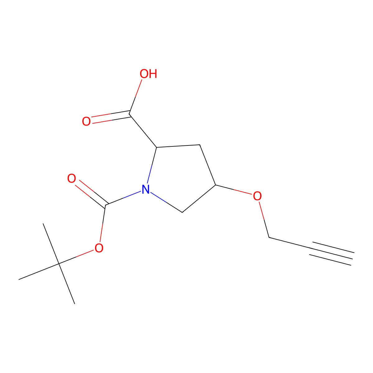 (2R,4R)-1-Boc-4-(prop-2-yn-1-yloxy)pyrrolidine-2-carboxylic Acid molecular structure, CAS 1809332-33-9