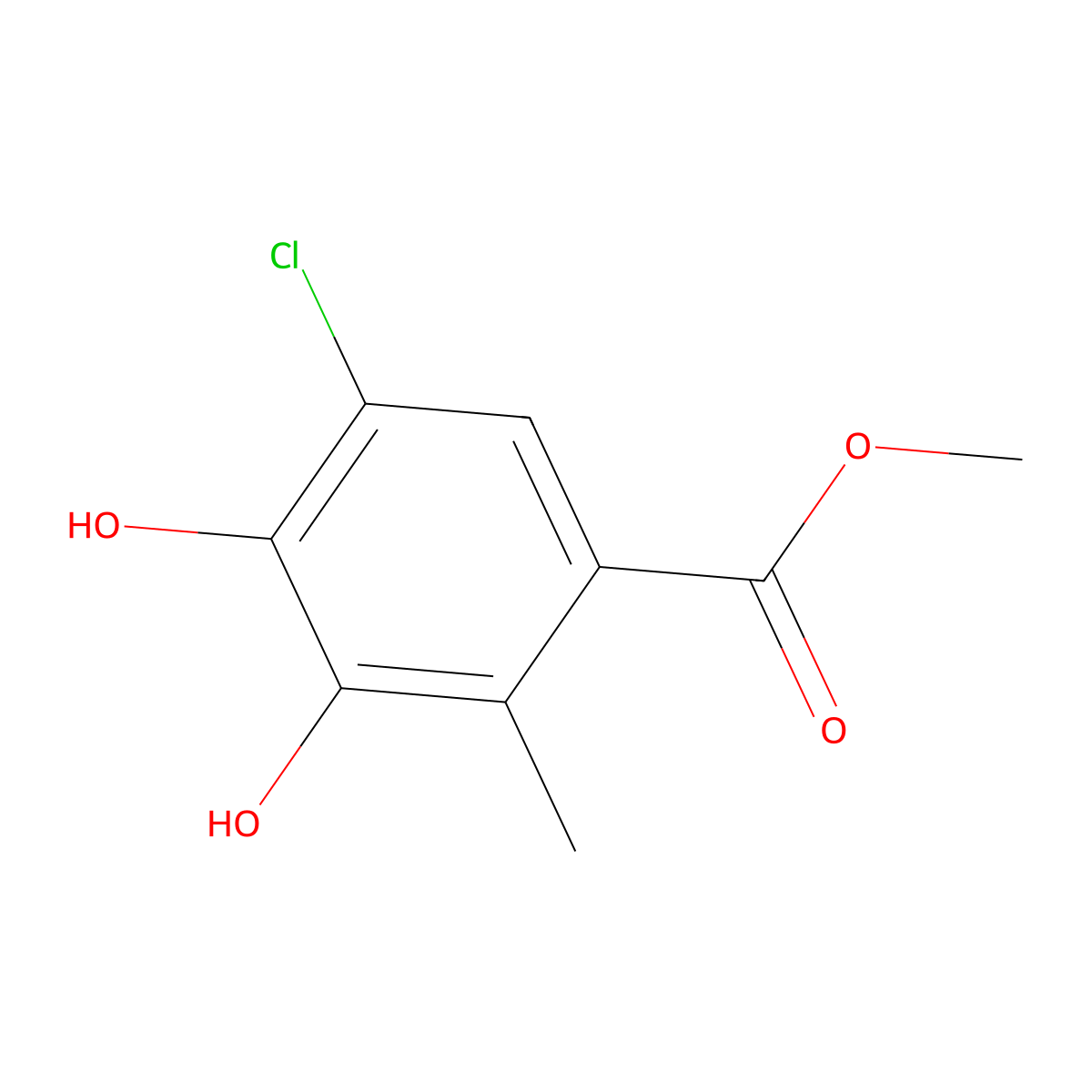 Methyl 5-chloro-3,4-dihydroxy-2-methylbenzoate molecular structure, CAS 1809337-06-1