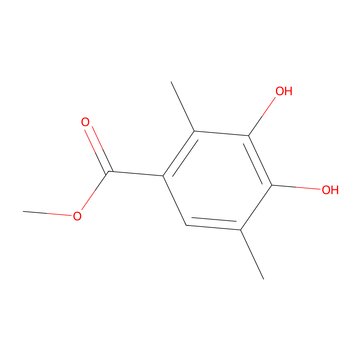 Methyl 3,4-dihydroxy-2,5-dimethylbenzoate molecular structure, CAS 1809337-22-1